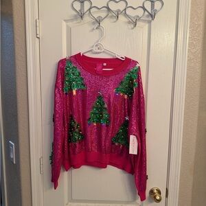 NWT Queen of Sparkles Xmas Tree Sweater XL